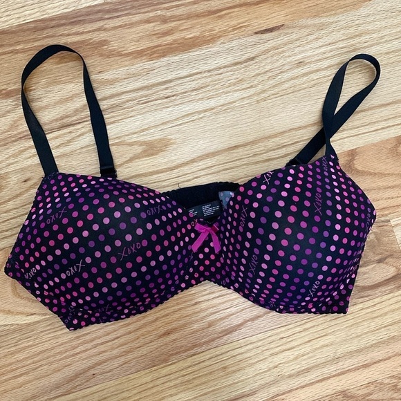 XOXO polka dot Print Bra Women’s 38C padded wire free Bow detail - Picture 1 of 7
